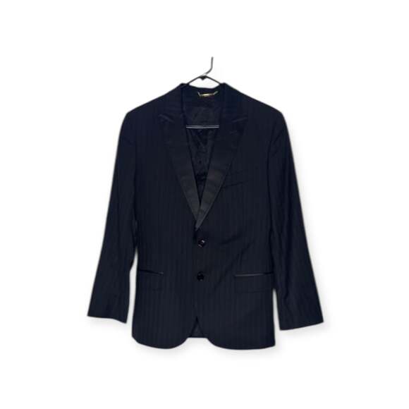 Dolce & Gabbana Other - Dolce & Gabbana Black Pinstripe Single-Breasted Tuxedo Jacket with Satin Peak La